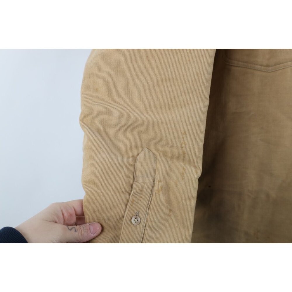 Vtg 70s Streetwear Mens Large Distressed Quilted Corduroy Shirt Jacket Jac Shirt - Picture 4 of 16
